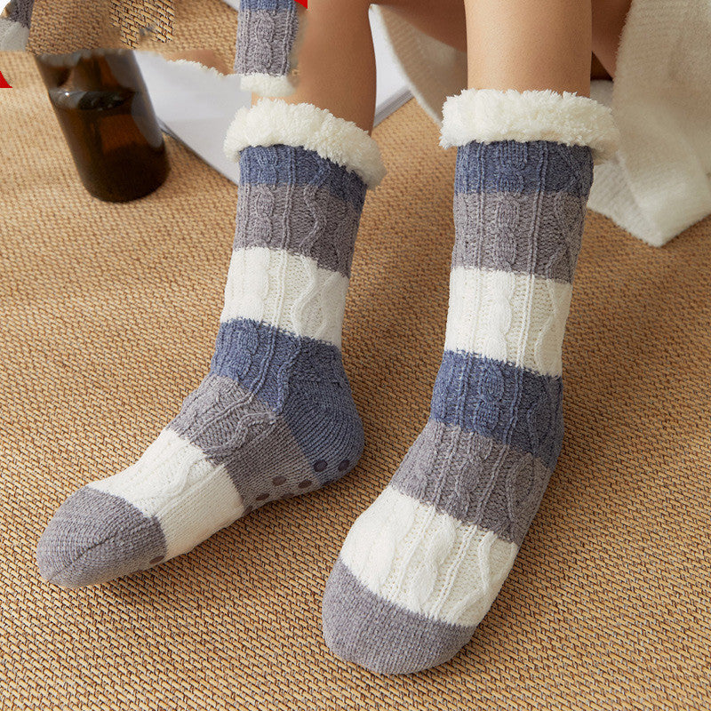 Fleece Winter Socks with Anti Slip Sole