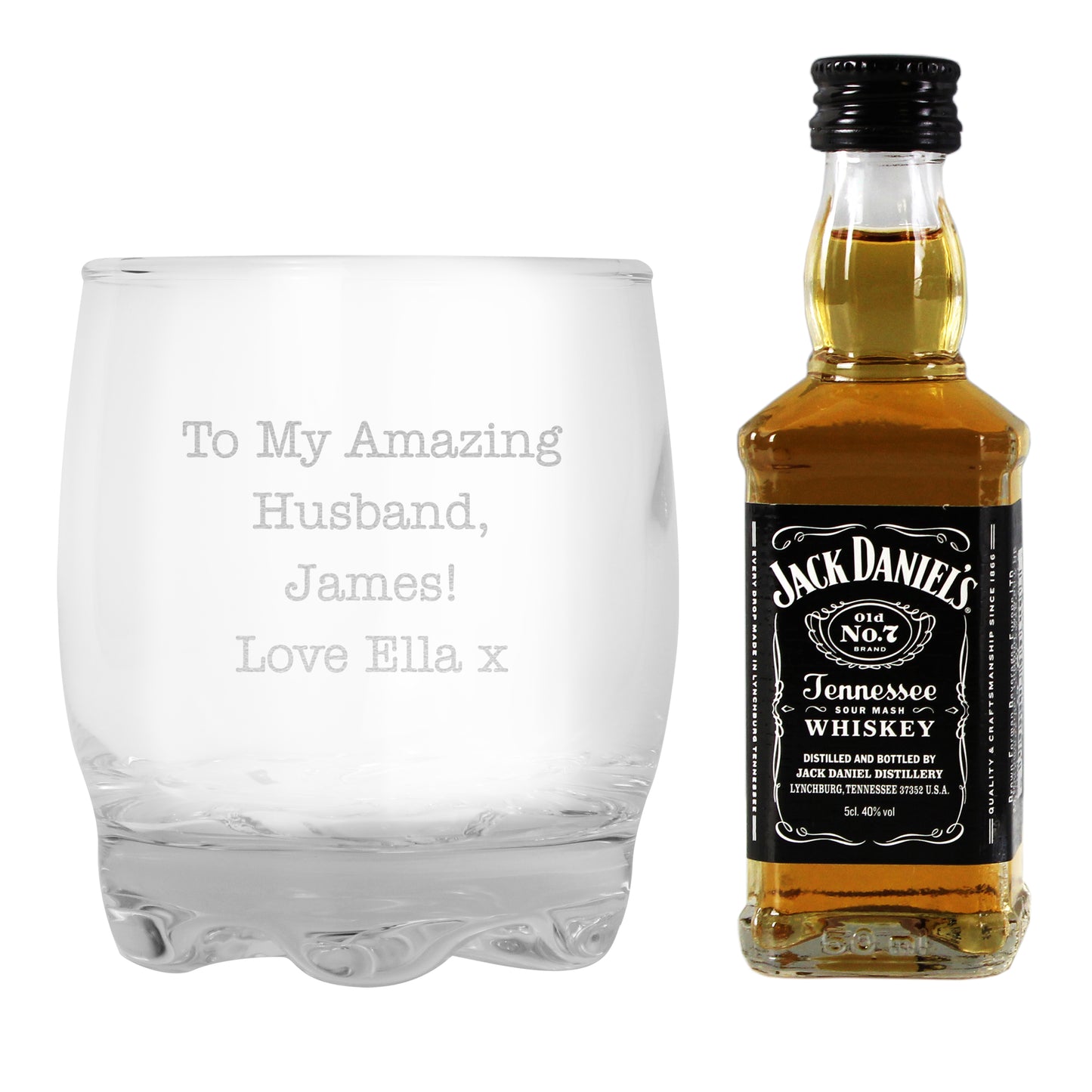 Personalised Free Text Tumbler and Whiskey Miniature Set