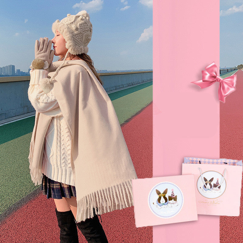 Autumn And Winter Scarf Gloves Women Two-Piece Gift Box