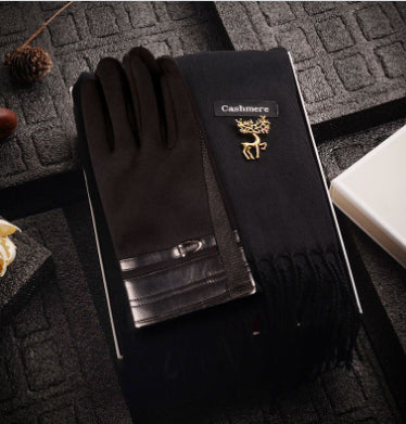 Mens Cashmere Scarf + Glove Gift Set