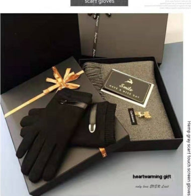 Mens Cashmere Scarf + Glove Gift Set