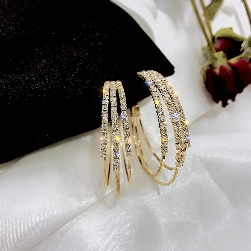 Radiant Rhinestone Hoop Earrings