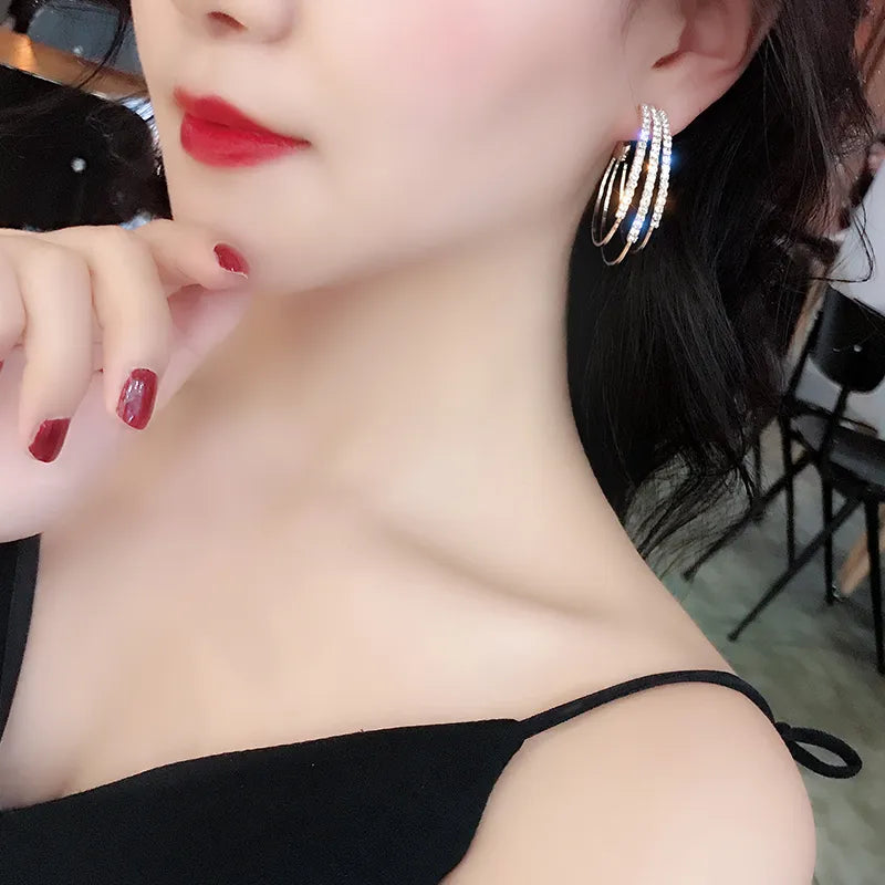 Radiant Rhinestone Hoop Earrings