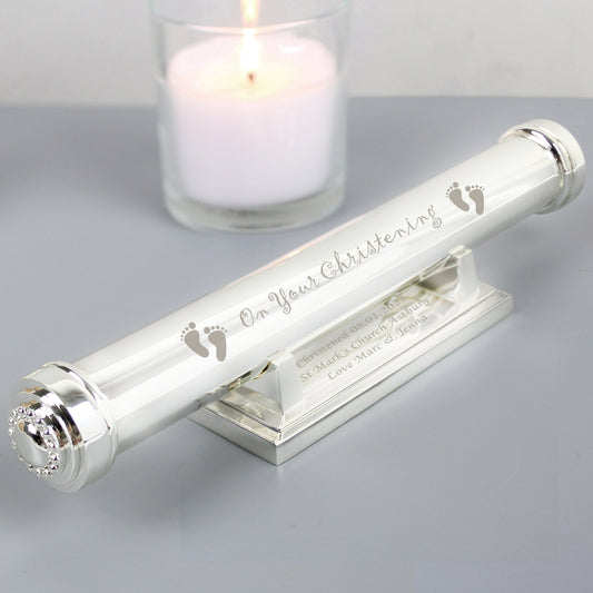 Personalised Christening Silver Plated Certificate Holder