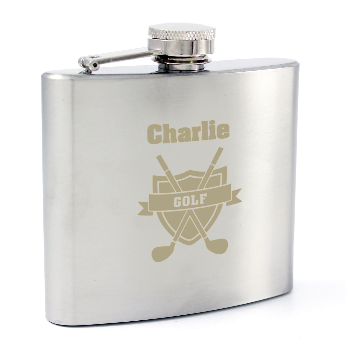 Personalised Golf Crest Hip Flask