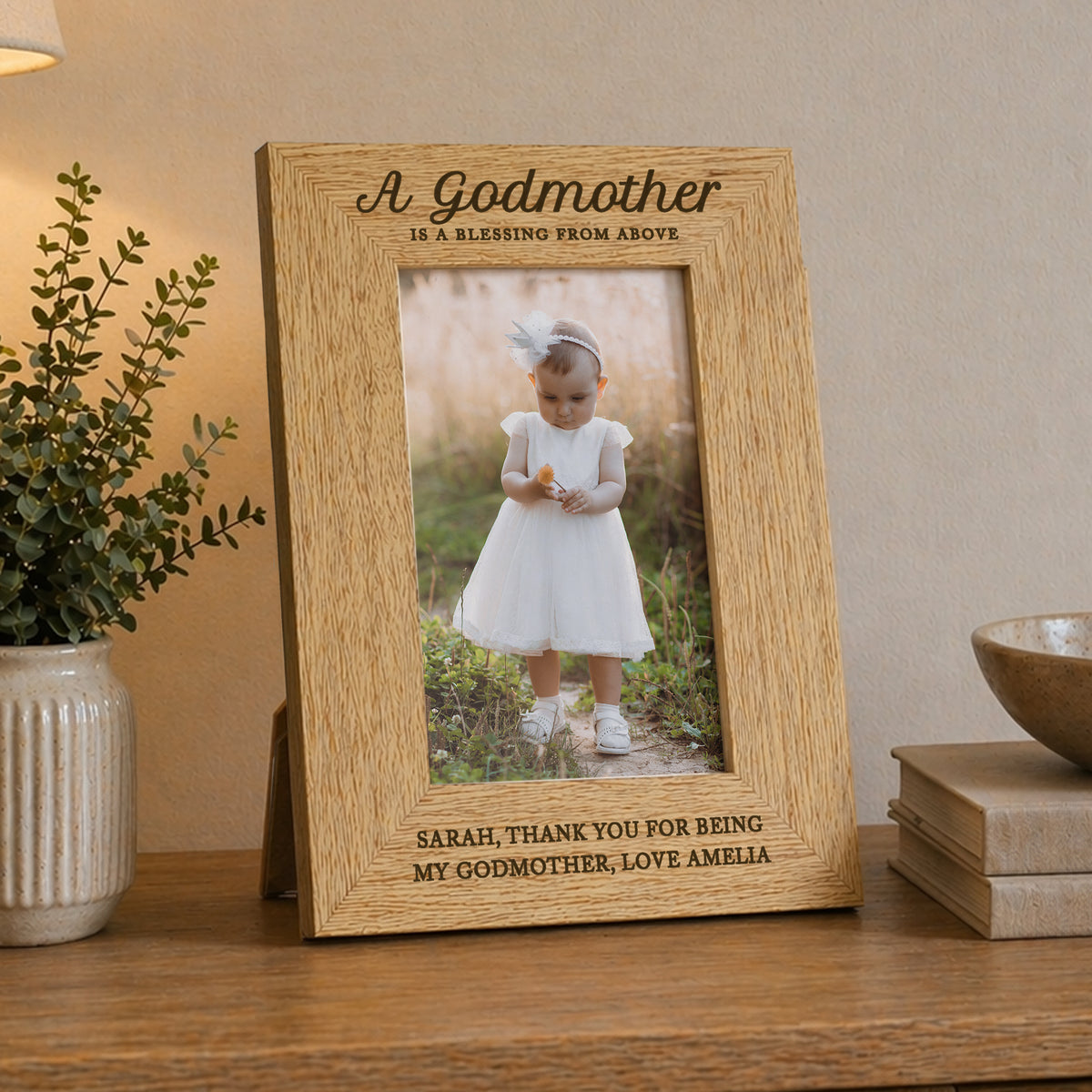 Personalised Godmother 6x4 Wooden Photo Frame