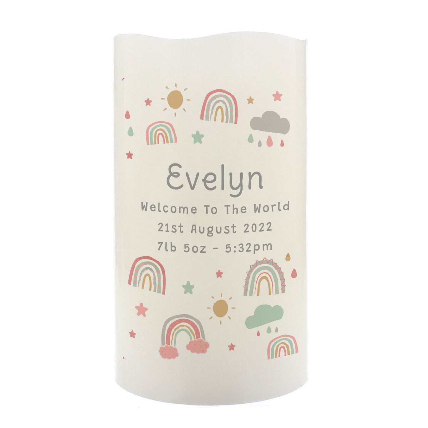 Personalised Rainbow Night Light LED Candle