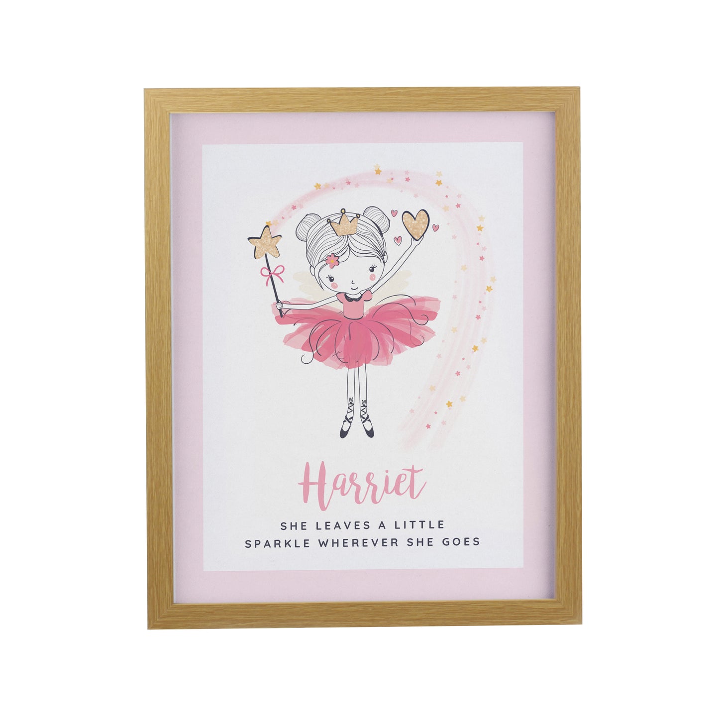 Personalised Princess Ballerina Oak Poster Frame