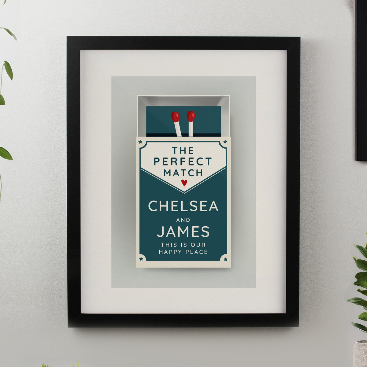 Personalised Perfect Match Black Poster Frame