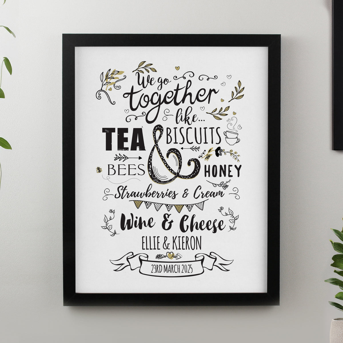 Personalised We go Together Black Poster Frame