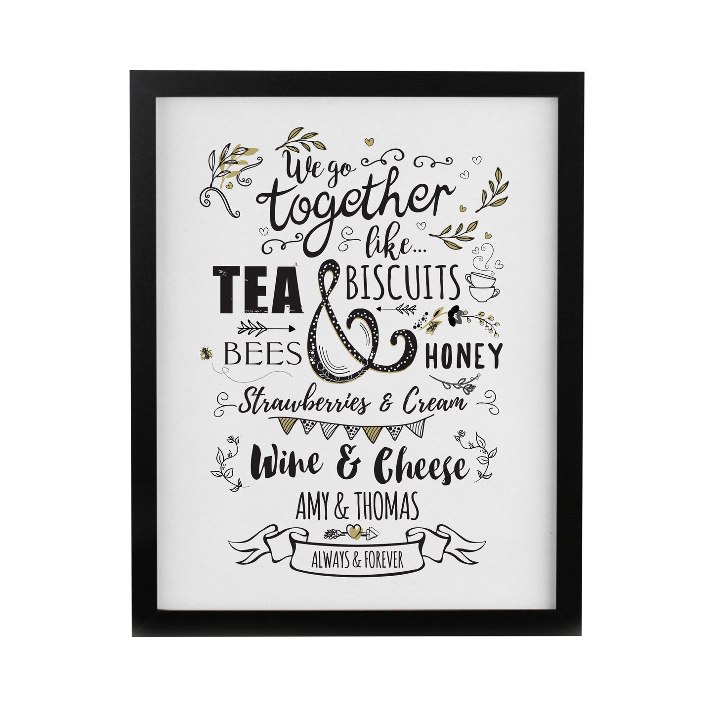 Personalised We go Together Black Poster Frame