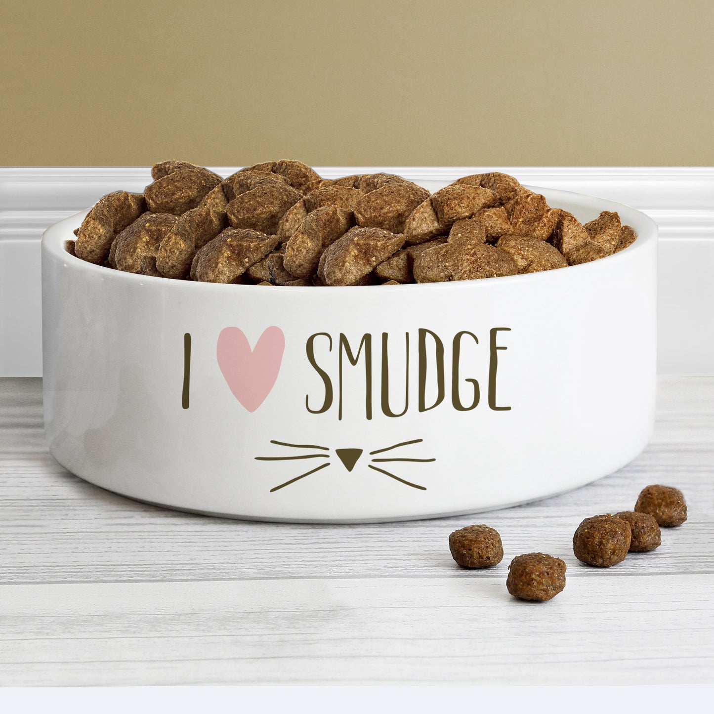 Personalised Cat Features 15cm Medium White Pet Bowl