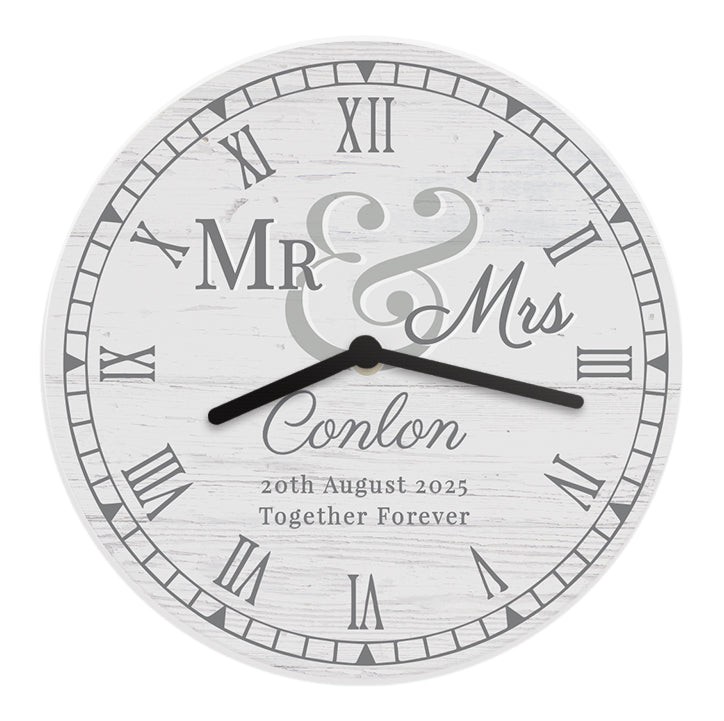 Personalised Mr & Mrs Wooden Clock