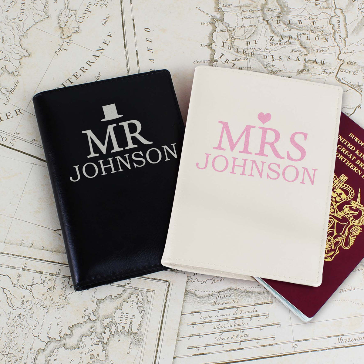 Personalised Mr & Mrs Passport Holder Set