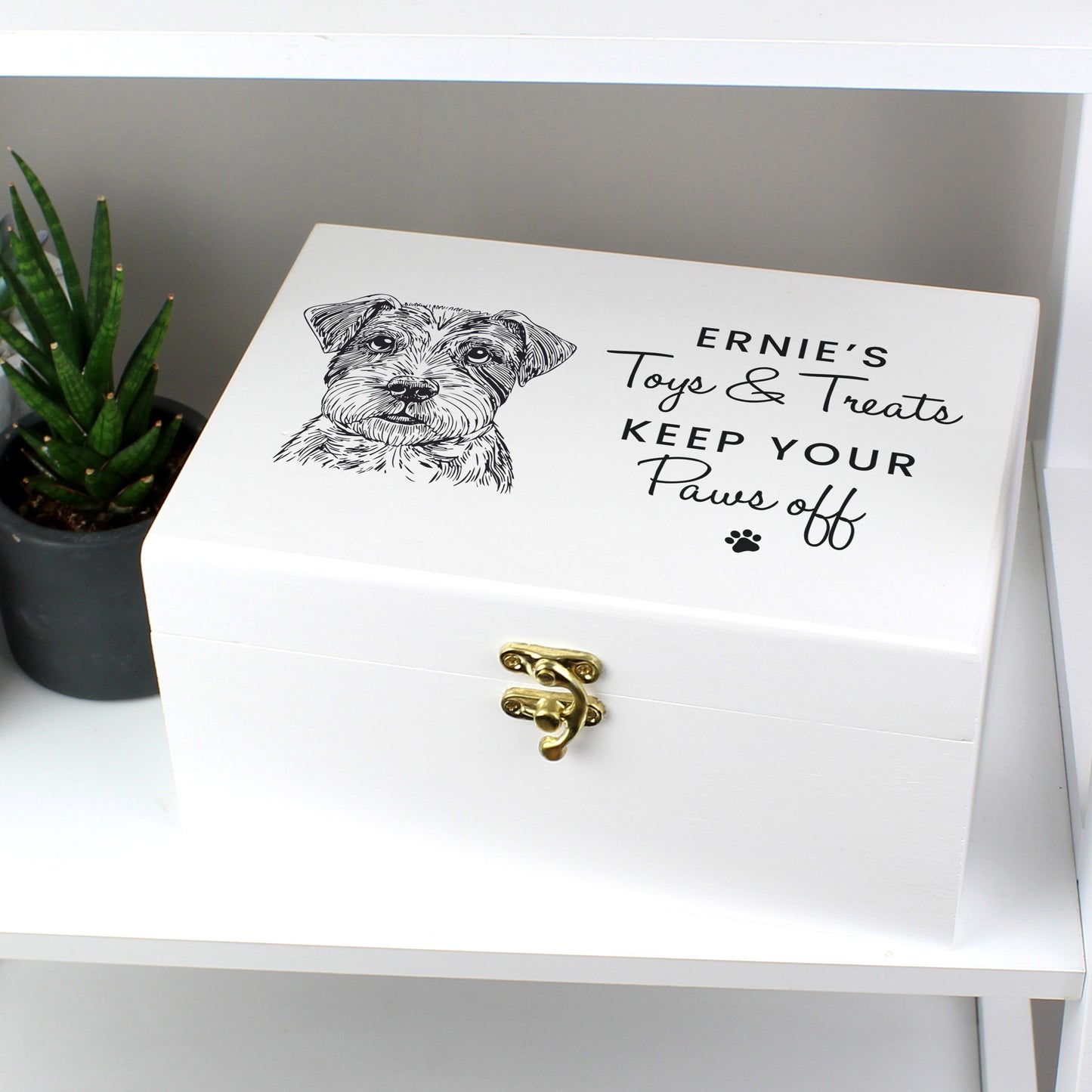 Personalised Dog Breed White Wooden Storage Box
