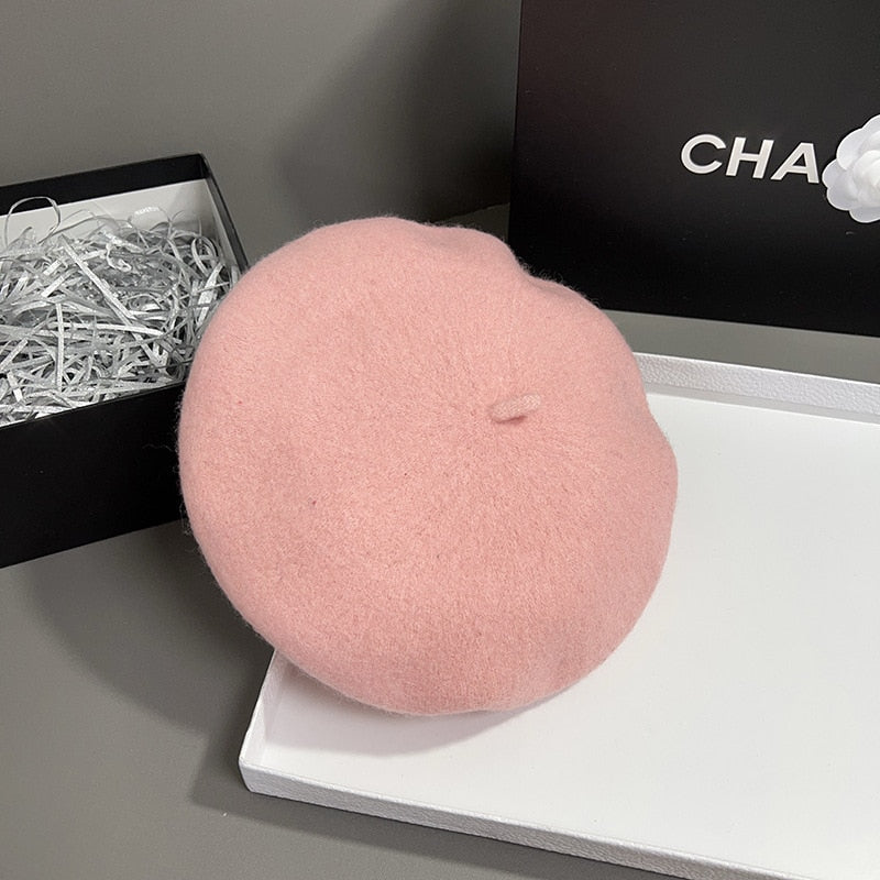 French Beret Winter Hat with Crystals
