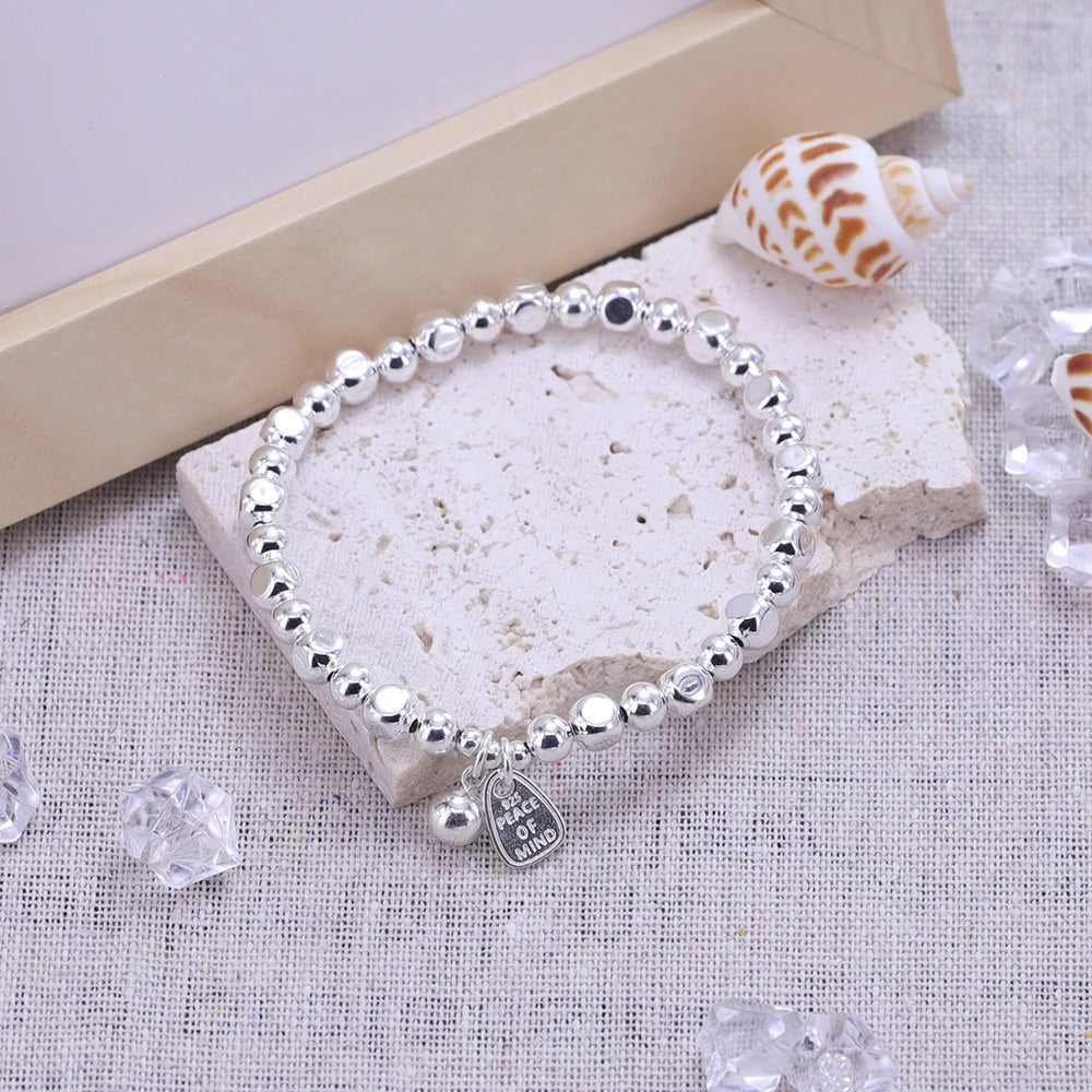 925 Sterling Silver Punk Geometric Bead Bracelet