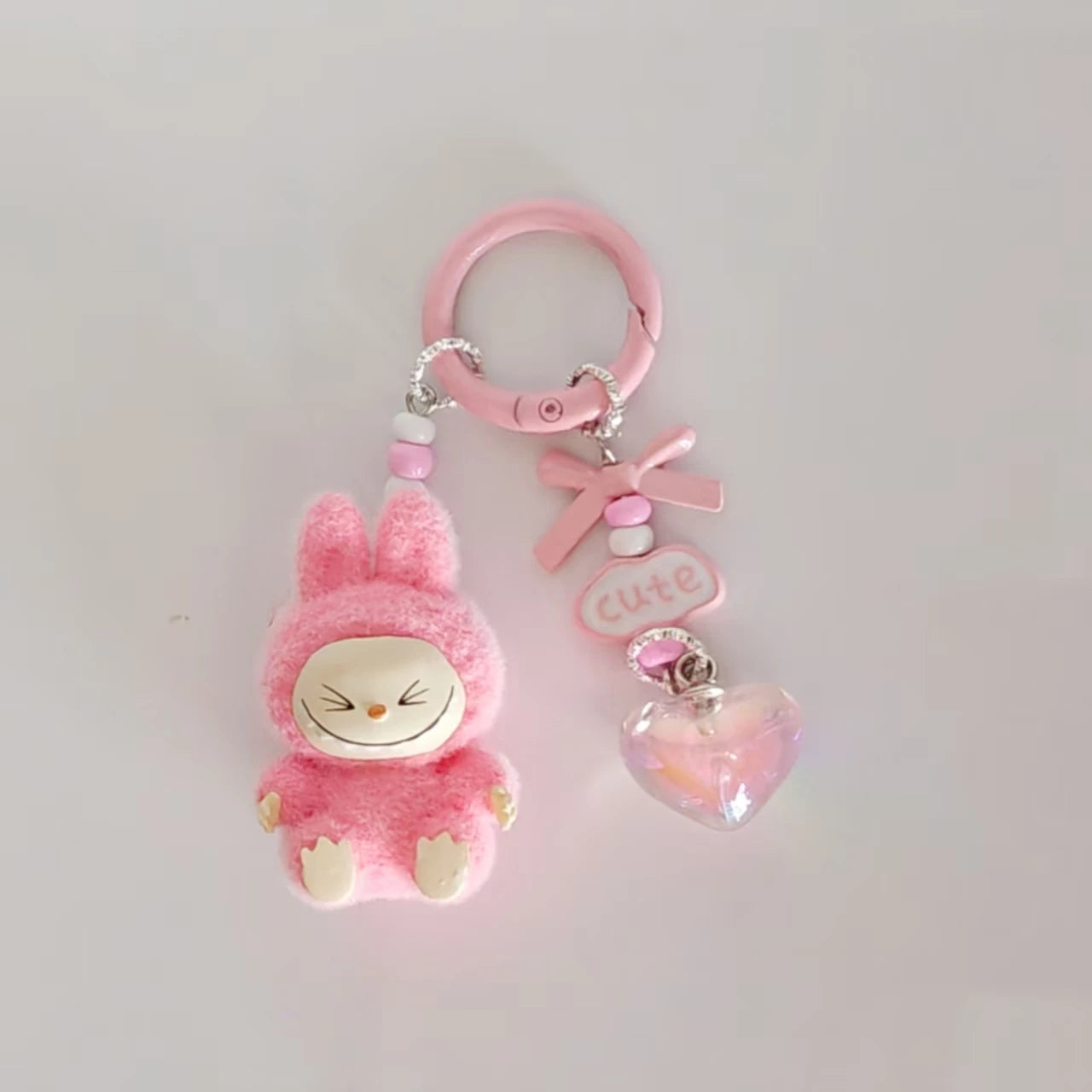 Labubu Mini Plush Keychain with Crystal Heart