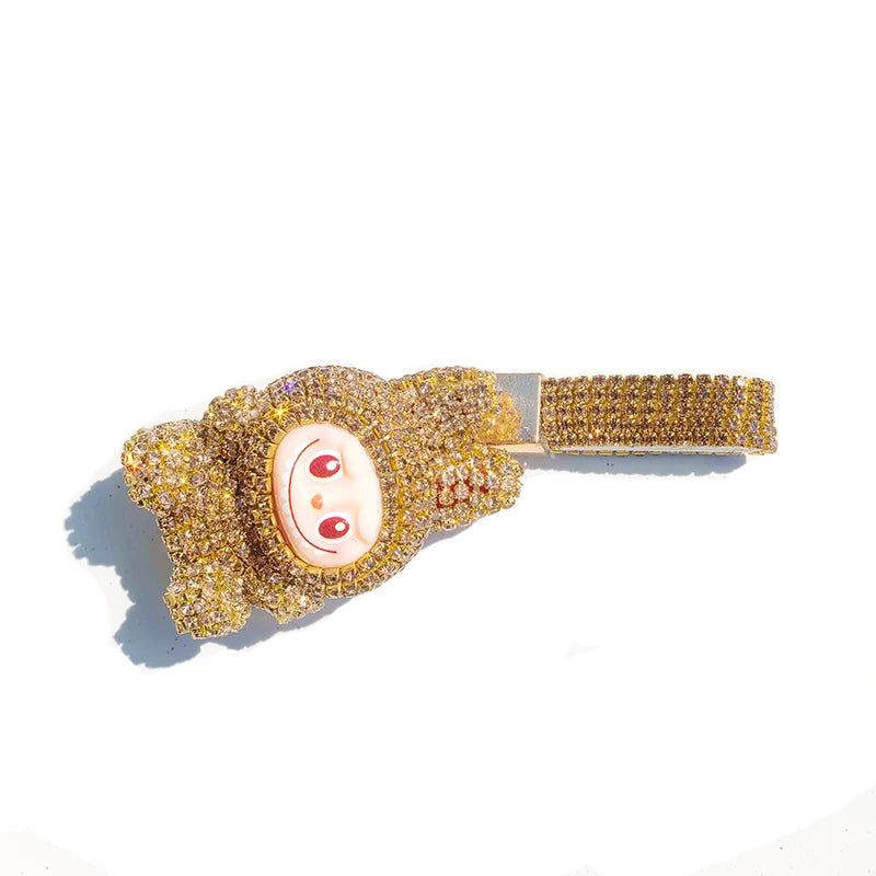 Labubu Monster Embroidered Diamond Pendant Keyring