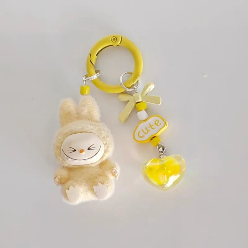 Labubu Mini Plush Keychain with Crystal Heart