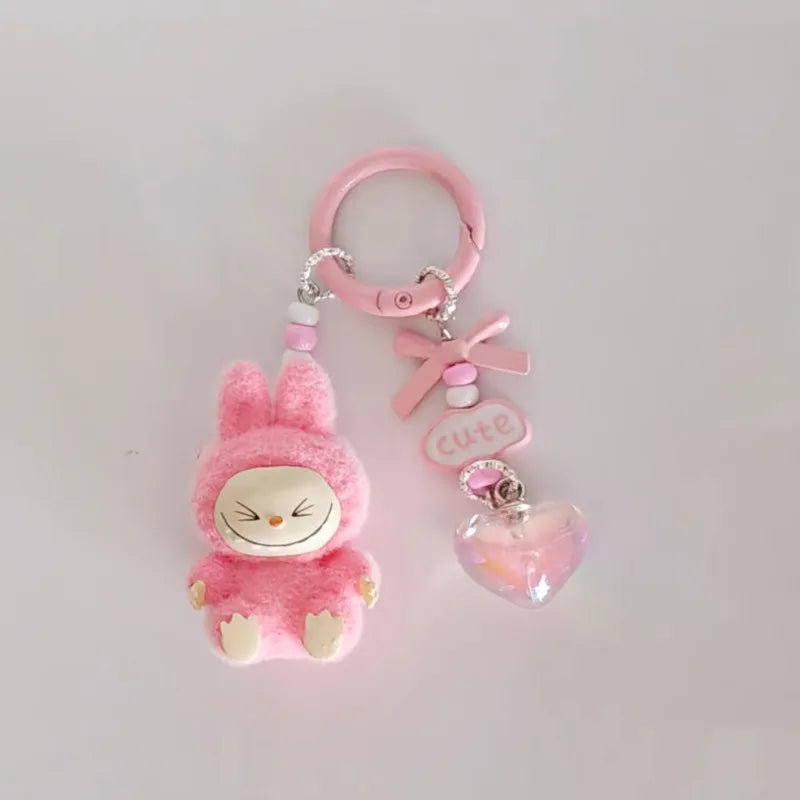 Labubu Mini Plush Keychain with Crystal Heart