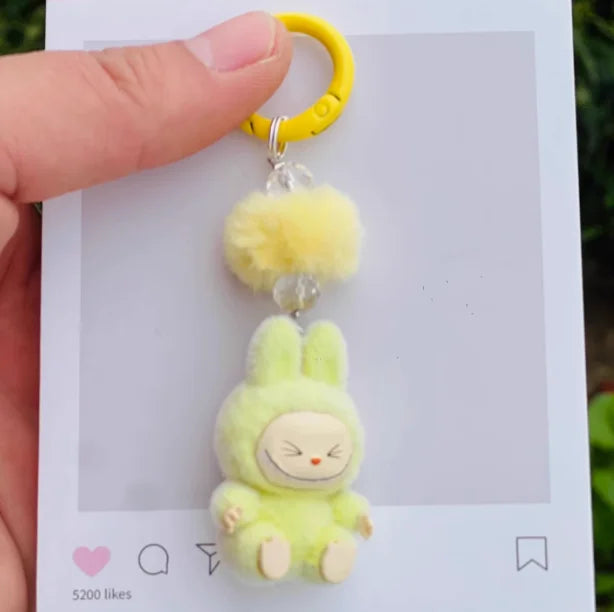 Labubu Mini Plush Keychain with Crystal Heart