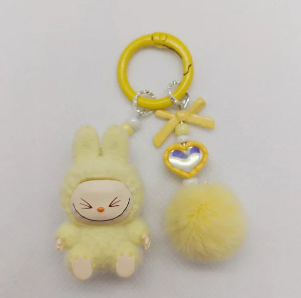 Labubu Mini Plush Keychain with Crystal Heart
