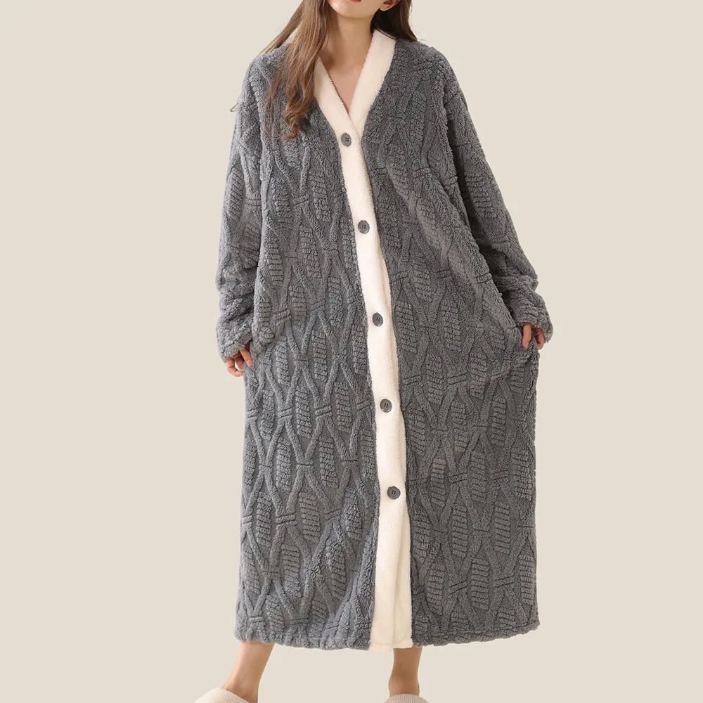 Cotton Velvet Long Winter Robe