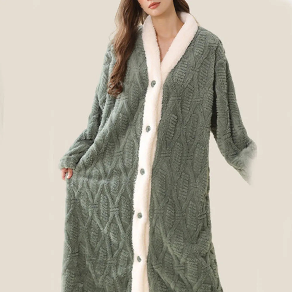 Cotton Velvet Long Winter Robe