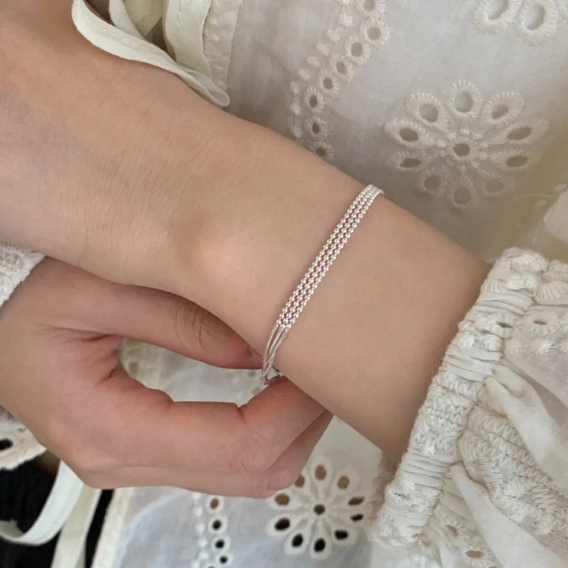 925 Sterling Silver Punk Geometric Bead Bracelet