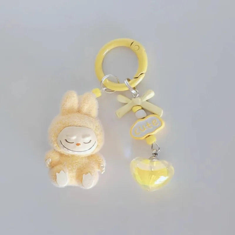 Labubu Mini Plush Keychain with Crystal Heart
