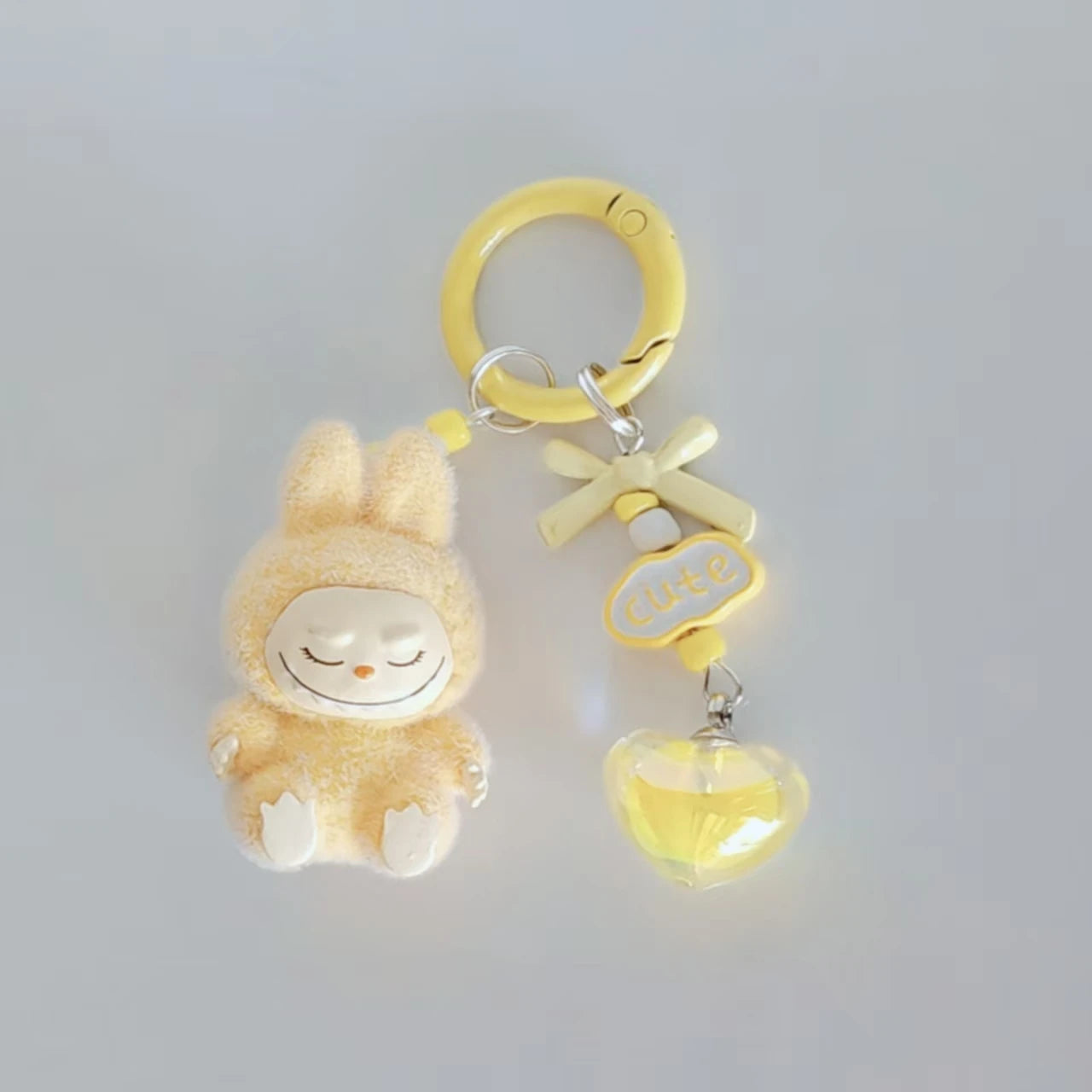 Labubu Mini Plush Keychain with Crystal Heart