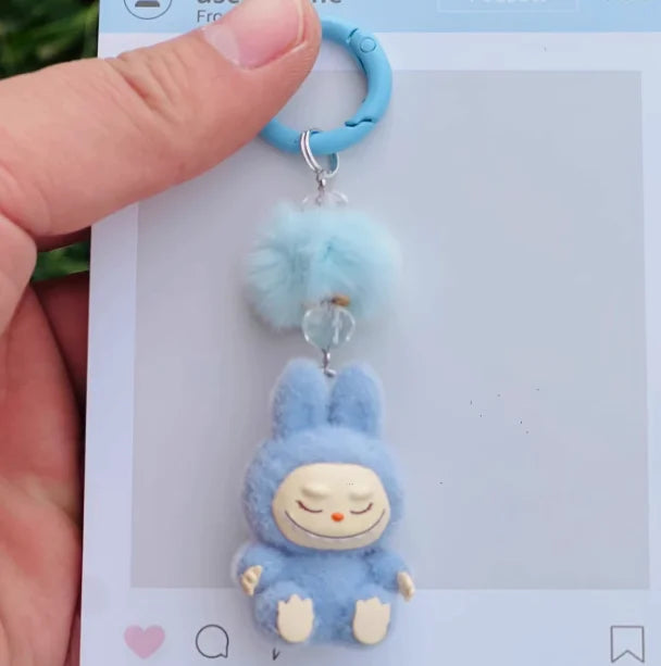 Labubu Mini Plush Keychain with Crystal Heart