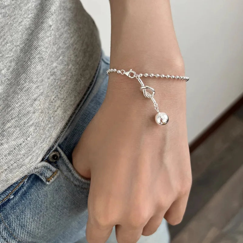 925 Sterling Silver Punk Geometric Bead Bracelet