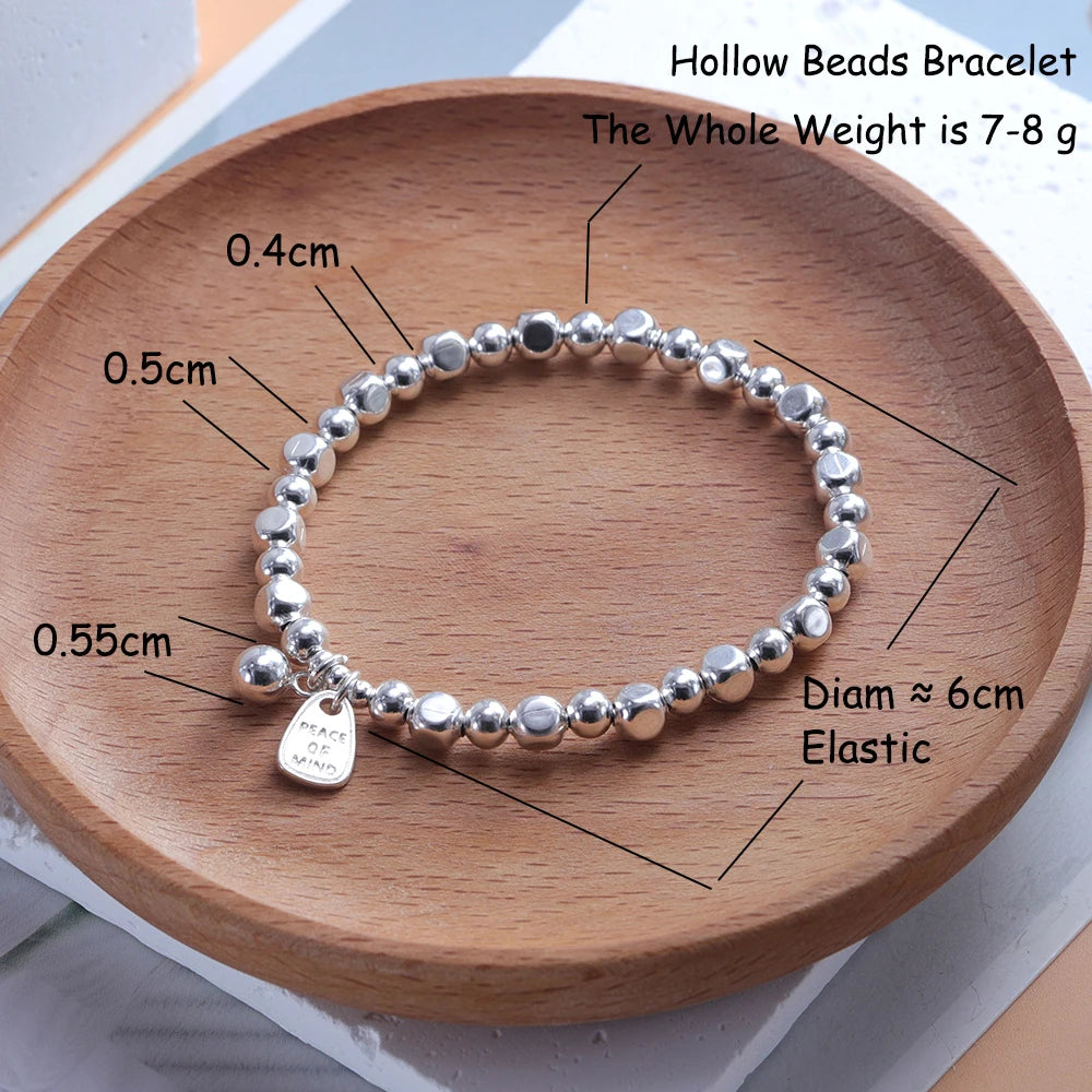 925 Sterling Silver Punk Geometric Bead Bracelet