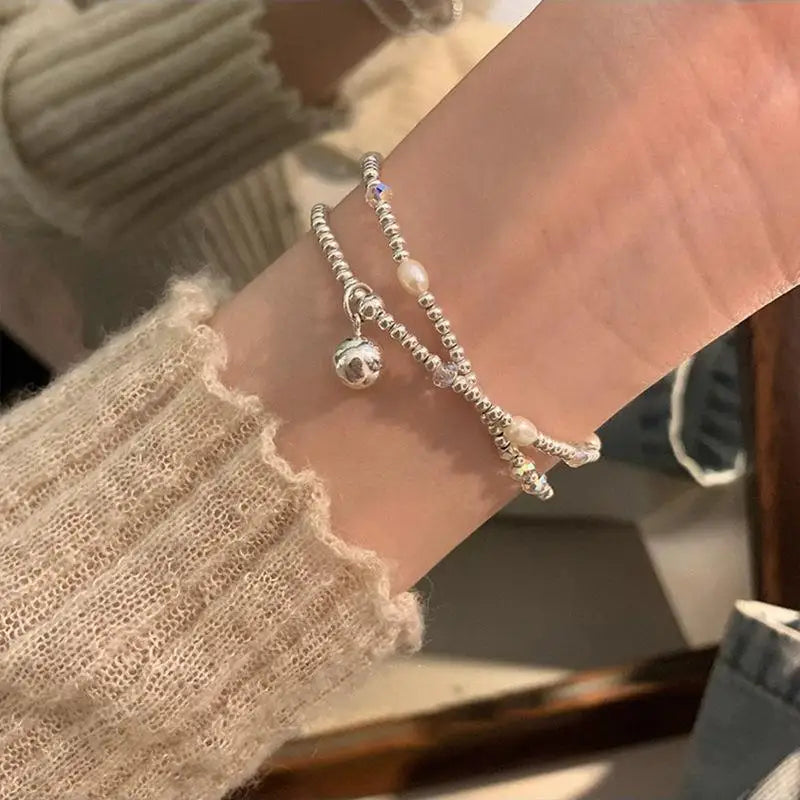 925 Sterling Silver Punk Geometric Bead Bracelet
