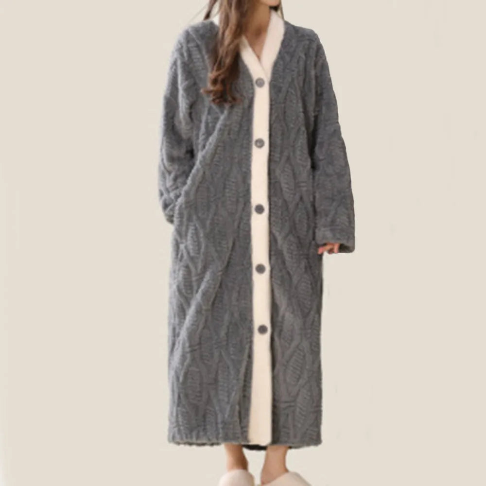 Cotton Velvet Long Winter Robe