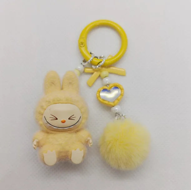 Labubu Mini Plush Keychain with Crystal Heart