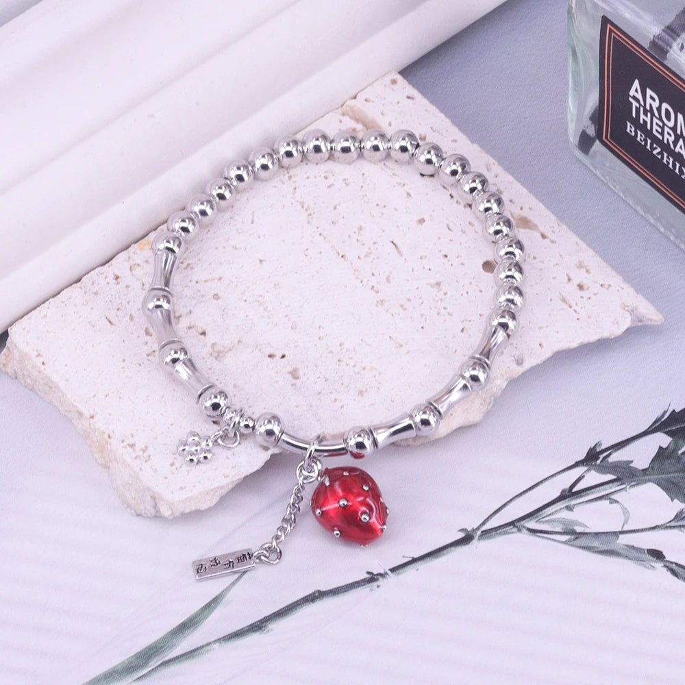 925 Sterling Silver Punk Geometric Bead Bracelet