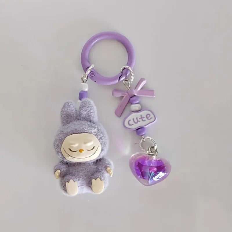 Labubu Mini Plush Keychain with Crystal Heart