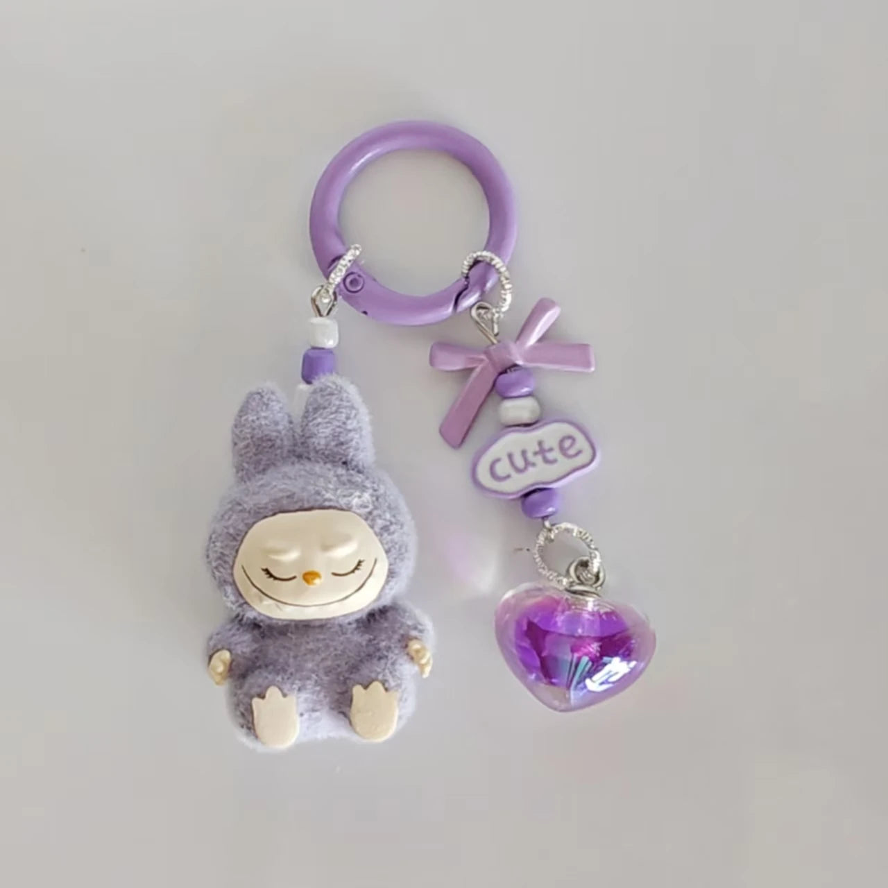 Labubu Mini Plush Keychain with Crystal Heart