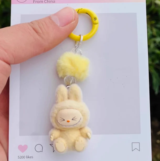 Labubu Mini Plush Keychain with Crystal Heart