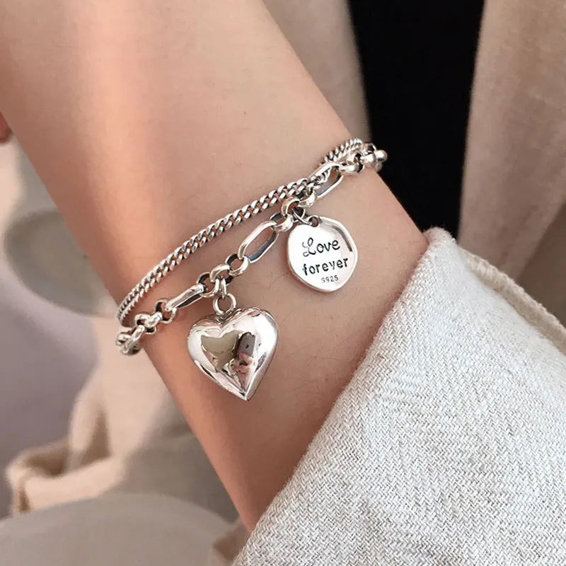 925 Sterling Silver Punk Geometric Bead Bracelet