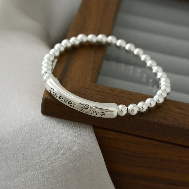 925 Sterling Silver Punk Geometric Bead Bracelet