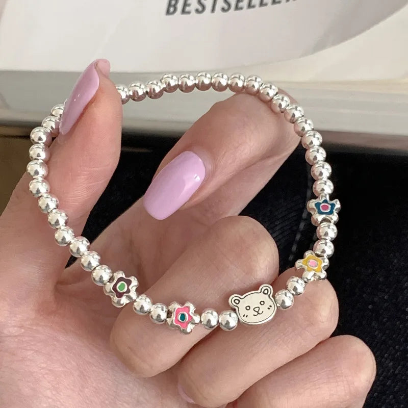 925 Sterling Silver Punk Geometric Bead Bracelet