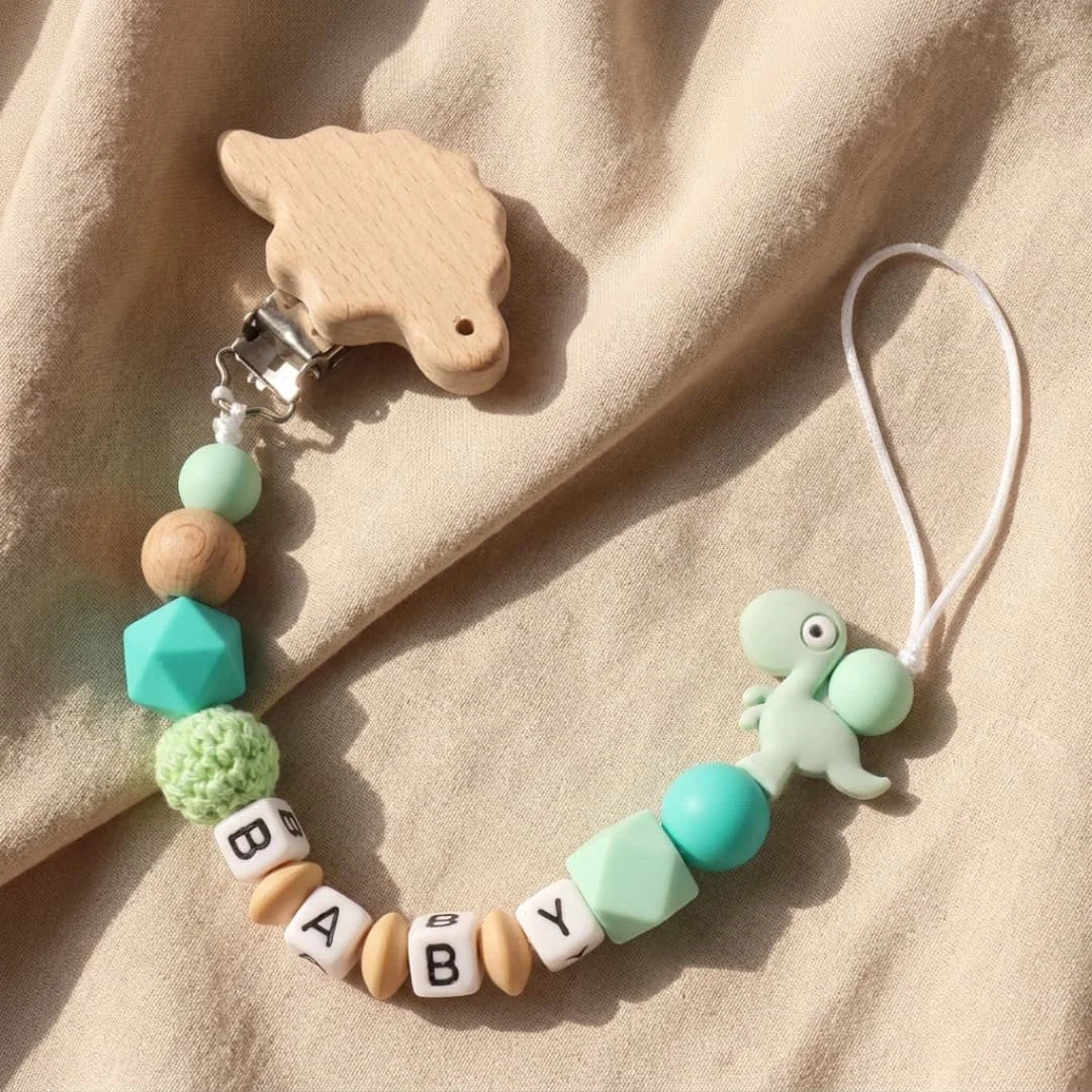 Personalized Pacifier Clip Custom Name Elephant Baby Teething Holder Food Grade Silicone Marble Beads BPA Free Dummy Chain Gift