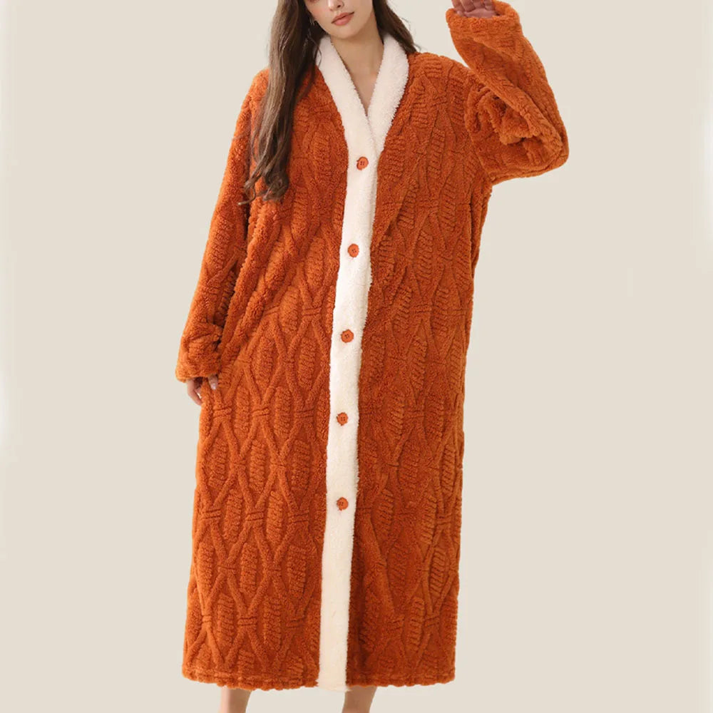 Cotton Velvet Long Winter Robe