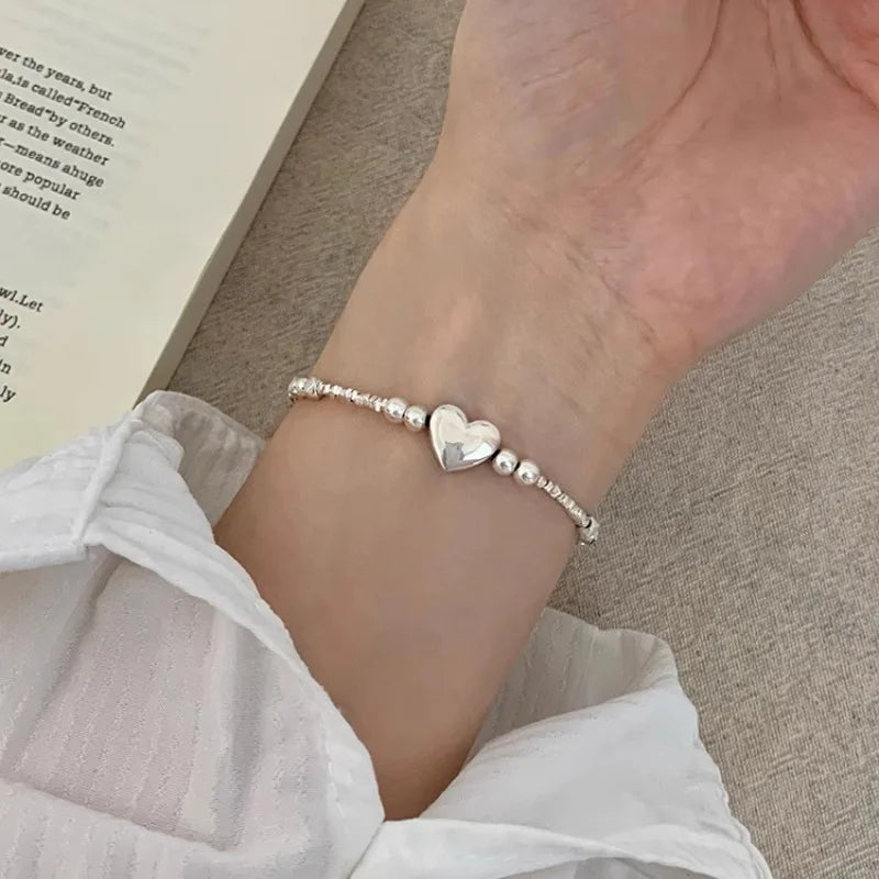 925 Sterling Silver Punk Geometric Bead Bracelet