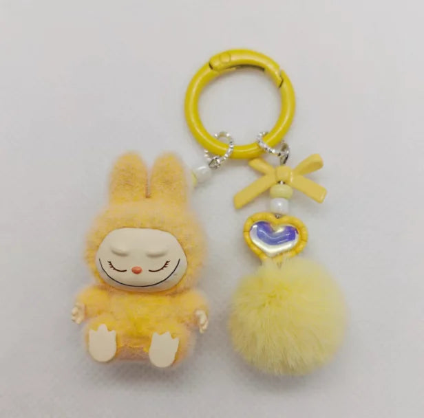 Labubu Mini Plush Keychain with Crystal Heart
