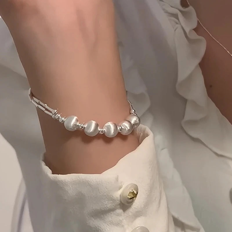 925 Sterling Silver Punk Geometric Bead Bracelet